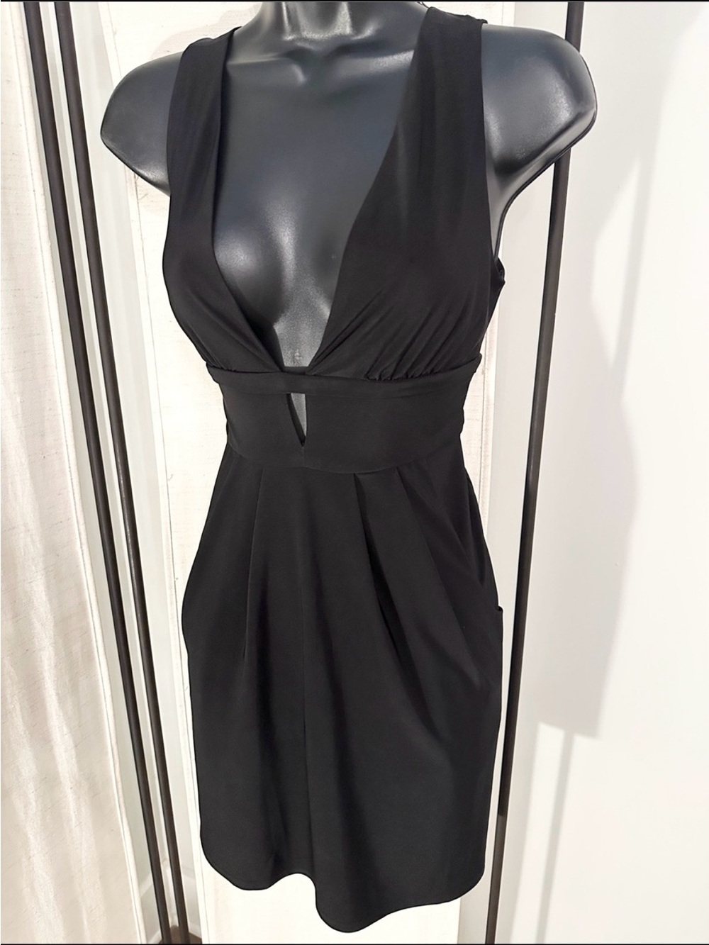 Sexy Cleavage Black Sleeveless Clubbing Mini Dress S